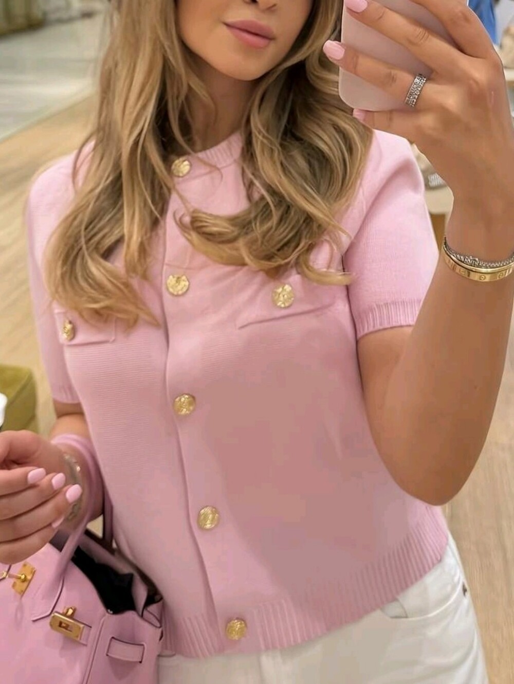 Summer Autumn Women's Elegant Fashion Knit Short Sleeve Top, Street Commute Casu - Picture 1 of 6